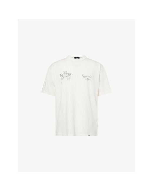 Represent White Hand Drawn Dogs Print T-Shirt for men