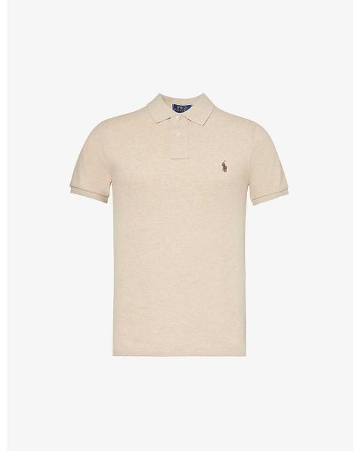 Polo Ralph Lauren Natural Logo-embroidered Slim-fit Cotton-piqué Polo Shirt Xx for men
