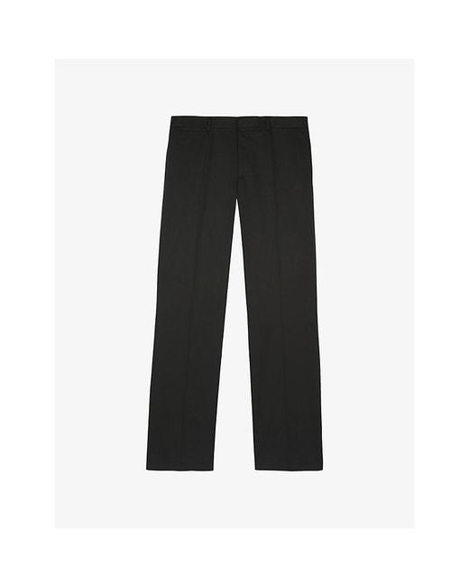 The Kooples Black Tapered-Leg Mid-Rise Stretch-Cotton Trousers for men