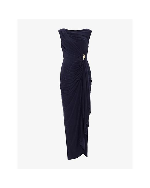 Phase Eight Blue Donna V-Neck Stretch-Woven Maxi Dress