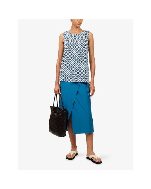 Max Mara Blue Afoso Wrap Jersey Sarong