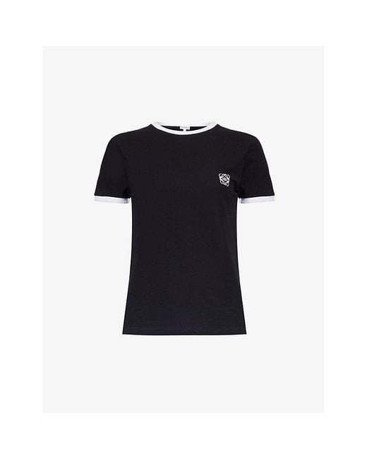 Loewe Black Anagram-embroidered Contrast-edge Cotton-jersey T-shirt