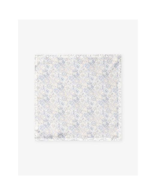 Eton of Sweden White Graphic-Pattern Silk Pocket Square for men