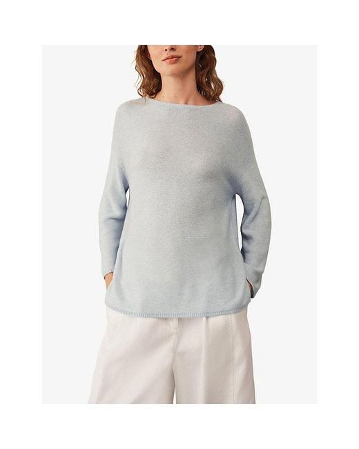 The White Company White Textured Stitch Wool-Blend Jumper