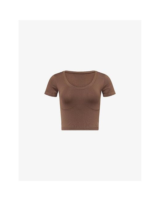 GYMSHARK Brown Soft Sculpt Midi Stretch-Jersey T-Shirt