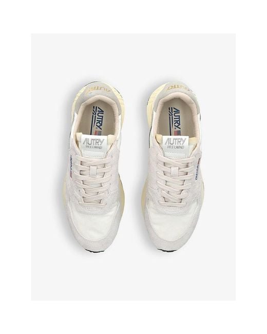 Autry White Reelwind Brand-Embroidered Leather And Nylon Low-Top Trainers