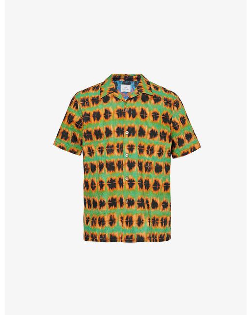 PS by Paul Smith Green Printed Cotton-poplin Shirt X for men