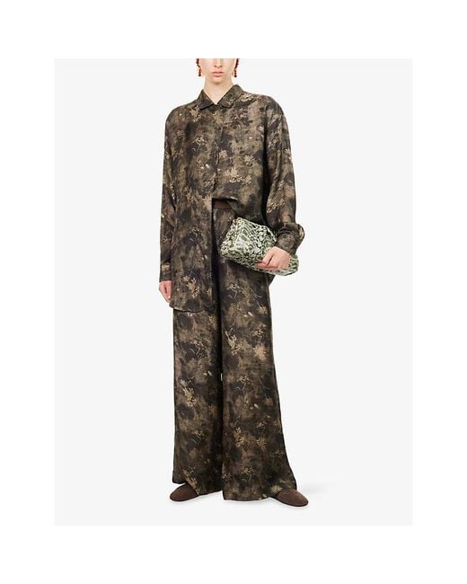 Uma Wang Green Pansy Wide-Leg Woven Trousers