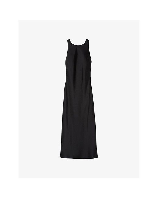 Claudie Pierlot Black Open-Back Slim-Fit Satin Maxi Dress