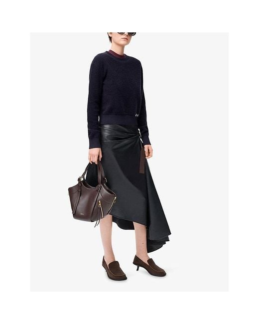 Loewe Blue Logo-Embroidered Long-Sleeves Wool Knitted Jumper