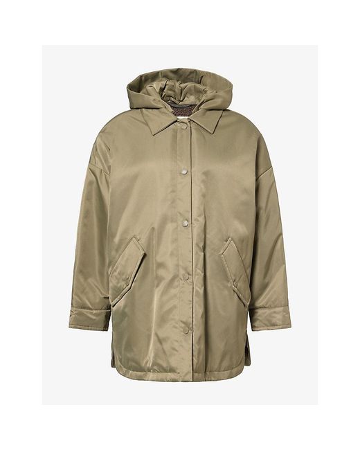 Weekend by Maxmara Green Detachable-Hood Flap-Pocket Shell Jacket