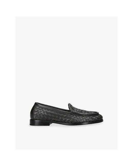 Bottega Veneta Black Silenzio Intrecciato Leather Loafers