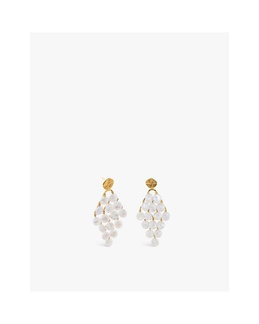 Monica Vinader White Capri 18Ct-Plated Vermeil Sterling- And Keshi-Pearl Drop Earrings