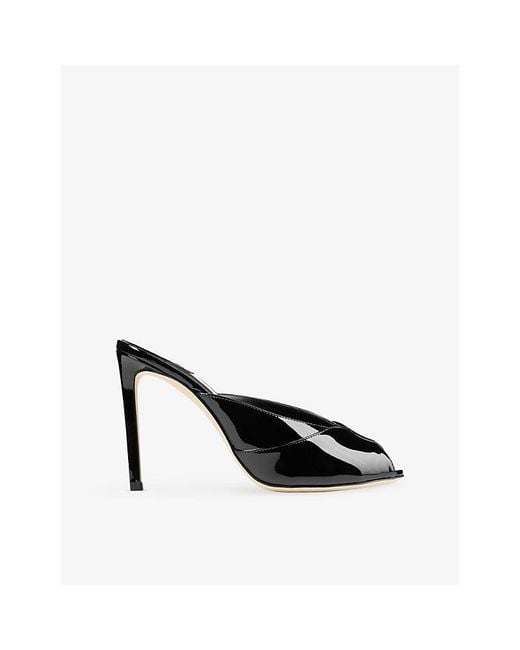 Jimmy Choo Black Brigitte 100 Patent Leather Mules