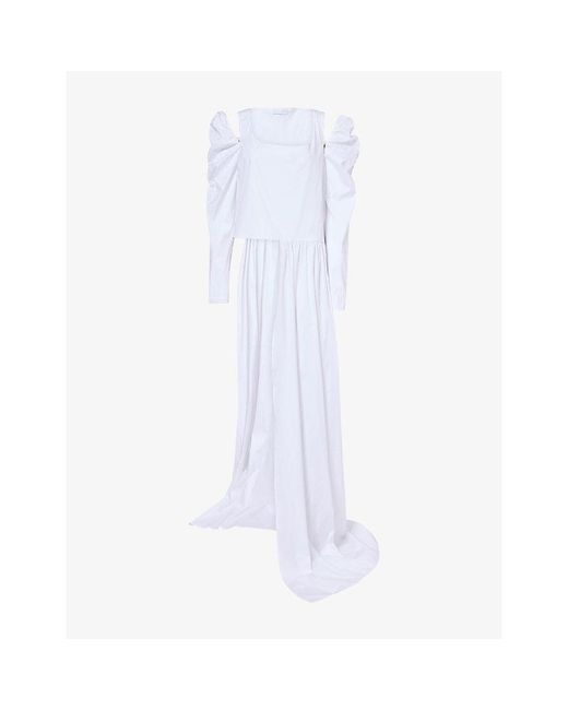 Reem Alkanhal White Moudi Asymmetrical Cotton-Blend Top