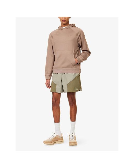 Nike Pink Primary Brand-Embroidery Stretch-Woven Hoodie for men