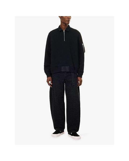 Sacai Blue Belted Barrel-Leg Denim Jeans for men