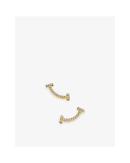 Tiffany & Co Metallic Tiffany T Smile 18Ct- And Diamond Earrings