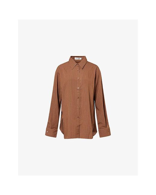 Frankie Shop Brown Peri Striped Woven Shirt