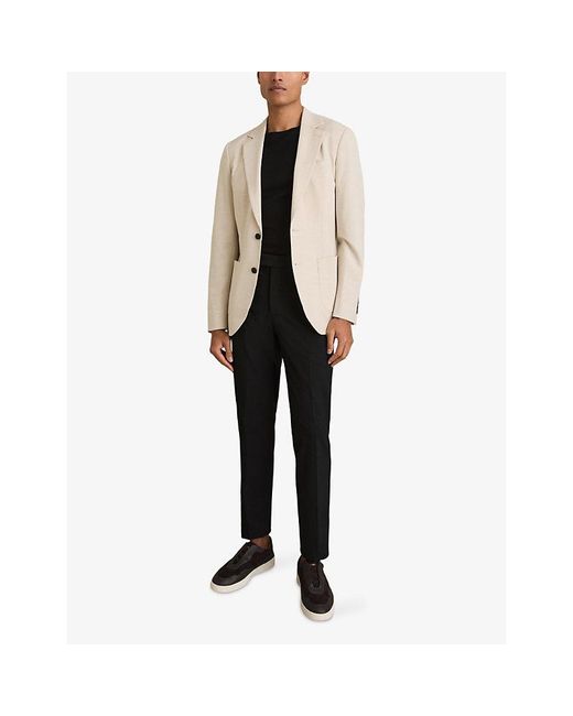 Reiss Black Found Slim-Fit Drawstring Woven Trousers for men