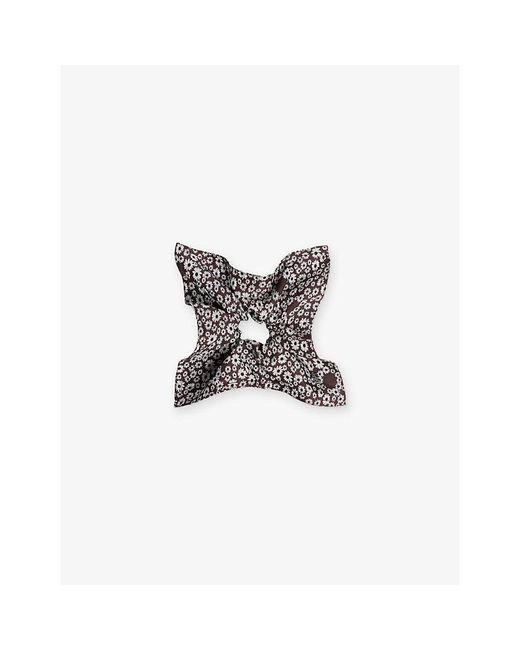 Sandro Brown Floral-Print Woven Scrunchie