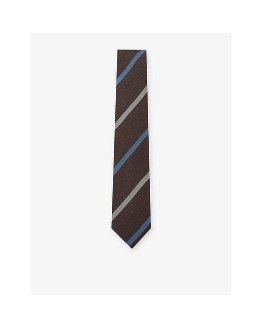 Reiss Multicolor Paolo Stripe Cotton, Linen And Silk Tie for men