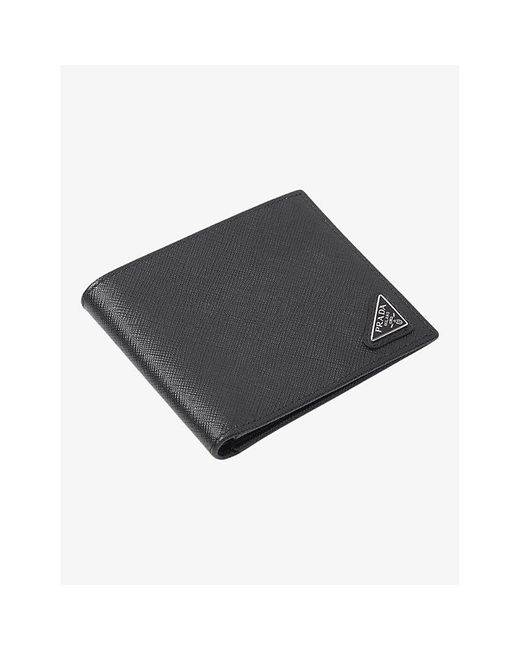 Prada Black Logo-plaque Saffiano Leather Wallet for men