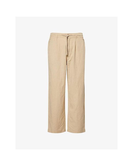 Polo Ralph Lauren Natural Drawstring Wide-Leg Linen And Cotton Trousers for men