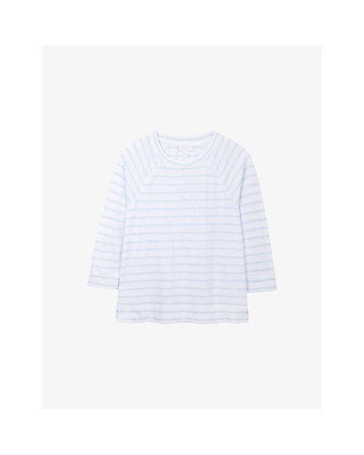 The White Company White Stripe-Print Cotton-Jersey Top
