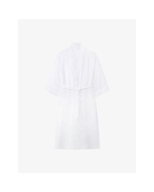 The White Company White The Company Relaxed-fit Cropped-sleeve Gauze Linen Robe
