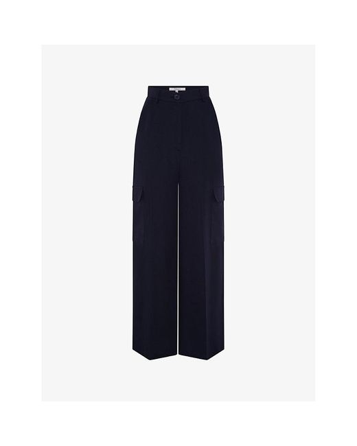 OMNES Blue Brook Wide-leg High-rise Woven Cargo Trousers