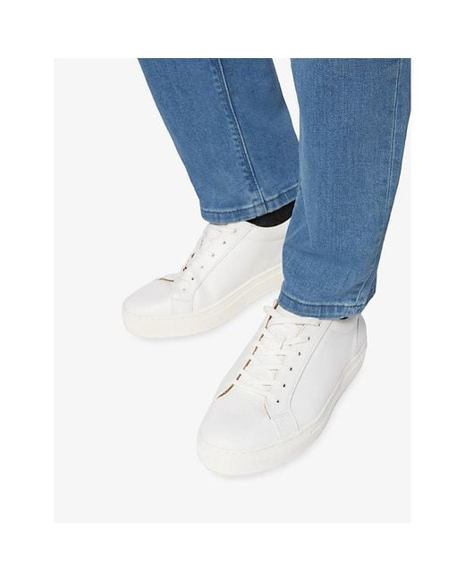 Boggi White Lace-Up Leather Trainers for men