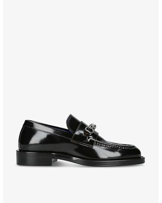 Burberry Black Barbed Wire-embellished Leather Loafers for men