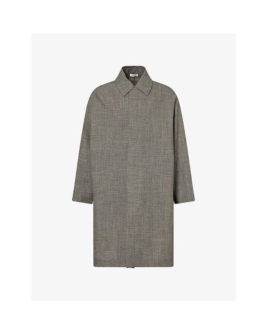 Fear Of God Gray Logo-Patch Relaxed-Fit Wool Trench Coat for men