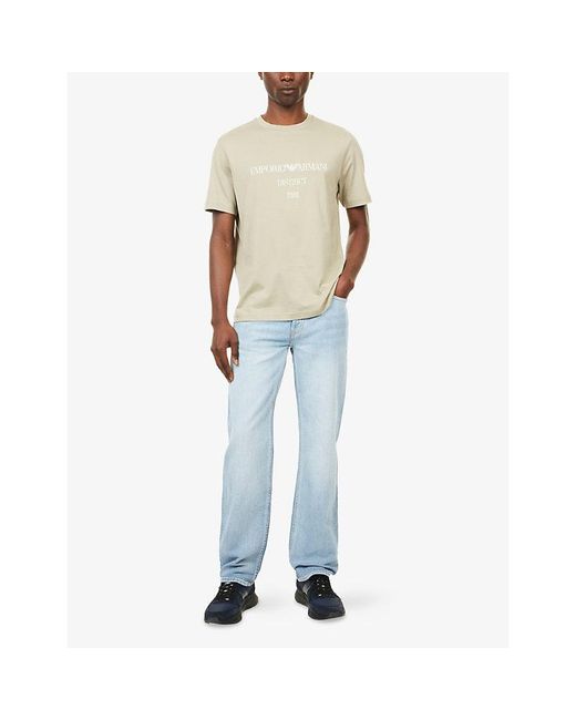Emporio Armani Natural Milano Text-Print Cotton T-Shirt for men