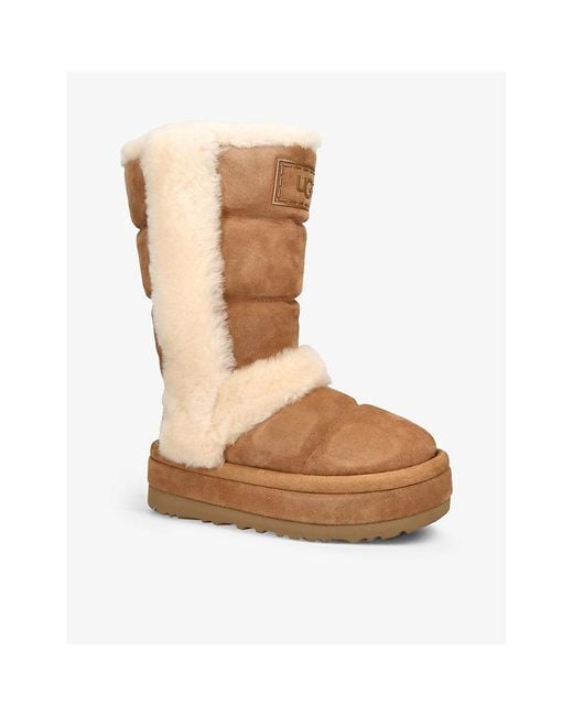 Ugg Brown Classic Cloudpeak Ta Logo-patch Suede Knee-high Boots