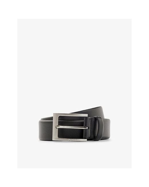 Boss Black Logo-Emed Leather Belt for men