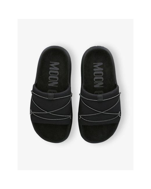Moon Boot Black Icon Flat Slides for men