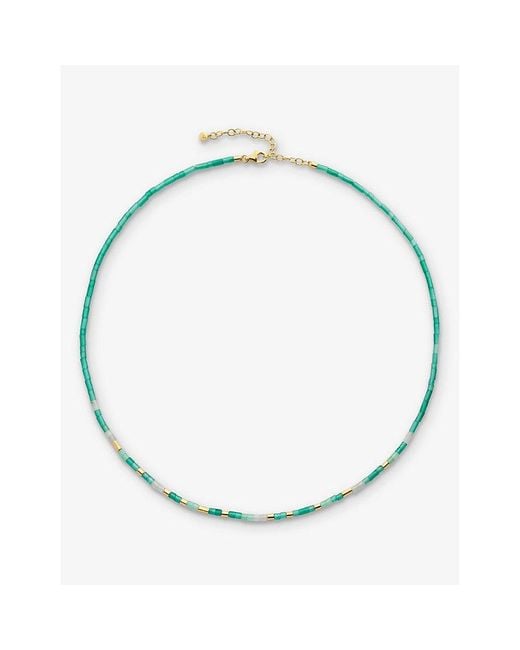 Monica Vinader Blue Delphi Gemstone 18Ct Vermeil And Onyx Beaded Necklace