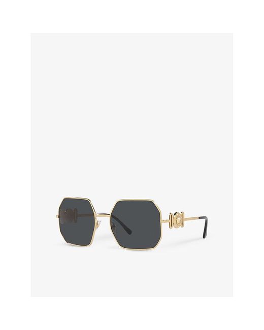 Versace Gray Ve2248 Geometric-frame Metal Sunglasses