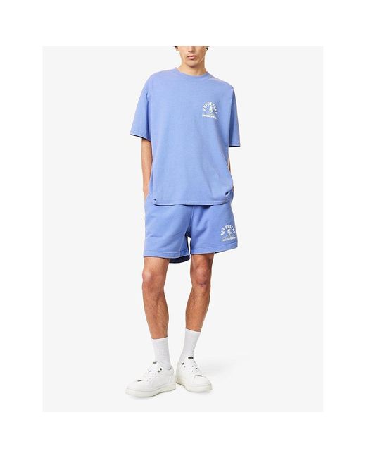Represent Blue Competition Text-Print Cotton T-Shirt for men