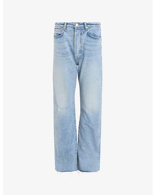 AllSaints Blue Edie Straight-leg High-rise Stretch-denim Jeans