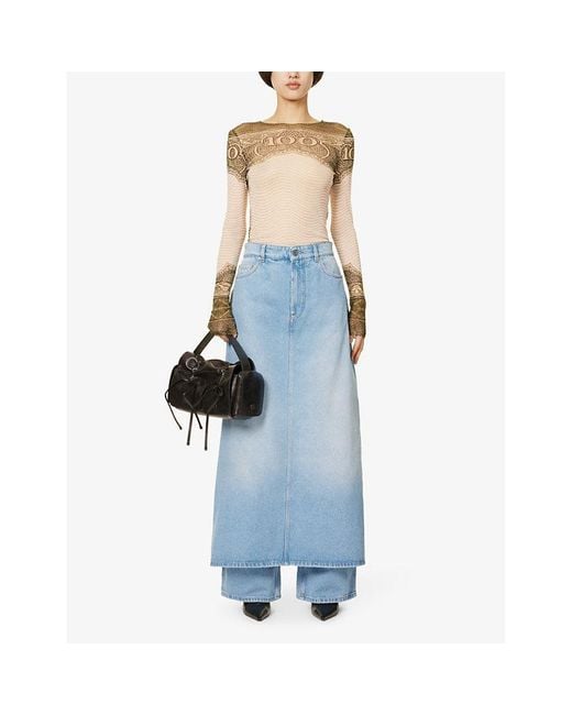 Jean Paul Gaultier Blue Jeans Brand-patch Mid-rise Denim Maxi Skirt