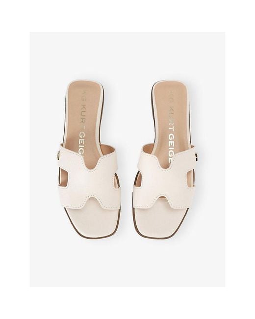 KG by Kurt Geiger White Raven Faux-Leather Flat Sandals