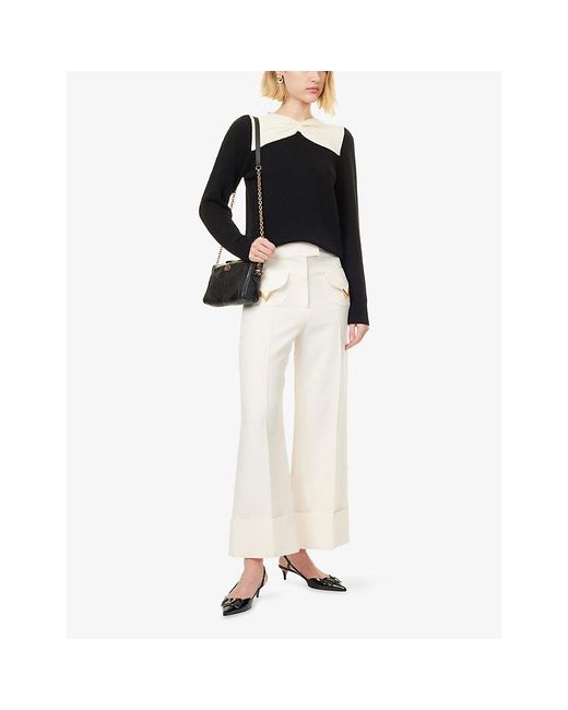 Valentino Black Bow Long-Sleeves Wool Jumper