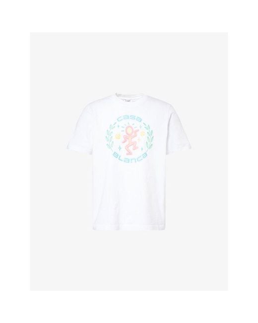 Casablanca White Dance Joy Printed Cotton T-Shirt for men