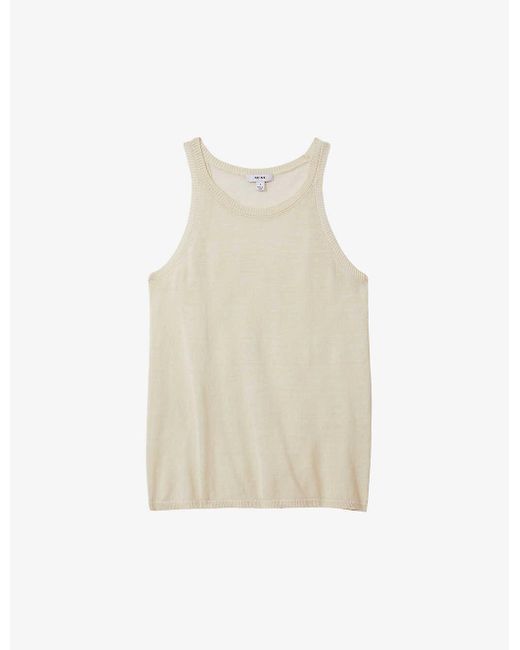 Reiss White Catrice Round-neck Relaxed-fit Linen-blend Vest