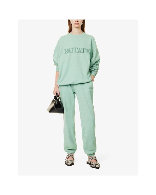 ROTATE SUNDAY Green Classic Brand-embroidered Tapered-leg Organic-cotton jogging Bottoms