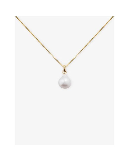 Monica Vinader White Baroque Pearl Small 18Ct Vermeil And Pearl Pendant Necklace