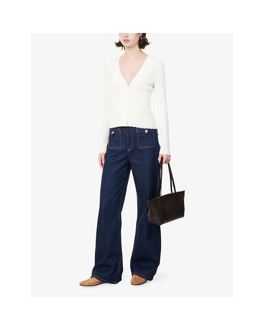 PAIGE White Crimson Stretch-Rib Knitted Cardigan